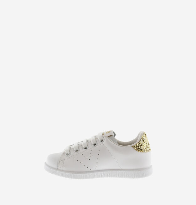 TENIS PIEL & GLITTER PLATINO