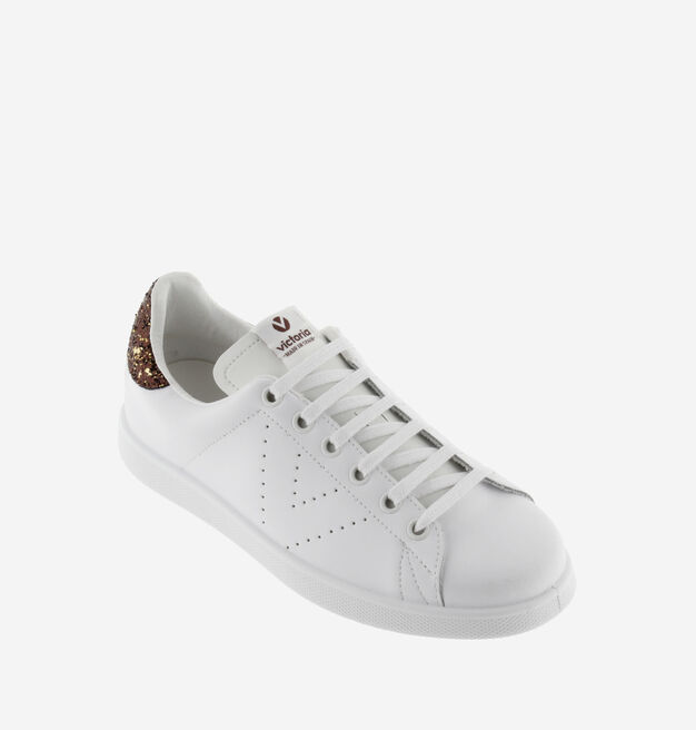 TENIS PIEL & GLITTER BRONCE