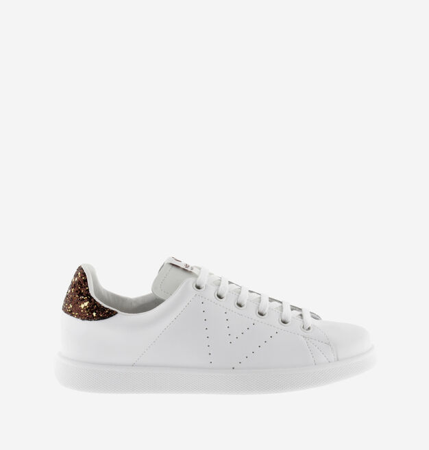 TENIS PIEL & GLITTER BRONCE