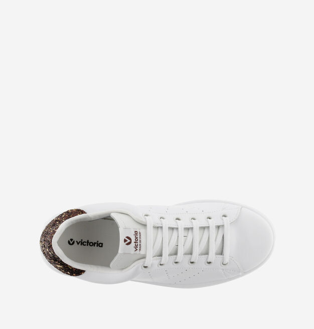 TENIS PIEL & GLITTER BRONCE