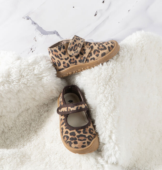 BOSCO TIRA BOTIM BAREFOOT COURO RACHADO LEOPARDO
